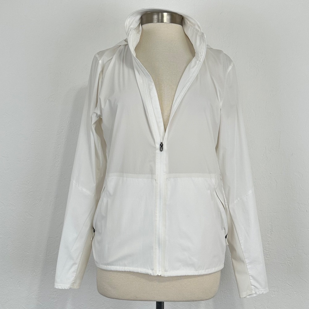 Lululemon Mens Active Jacket Size Small White Hooded Running Windbreaker M4832S